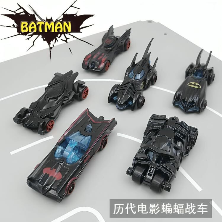 Umadiya Black Super Hero Mini Metal Die Cast Car Set Of 6, Free Wheel Push & Go Vehicles, Racing Cars Play Set For Cake Decorations Topper Adventures, Movie Vehicles Car For Kids (Bat 6Pc)