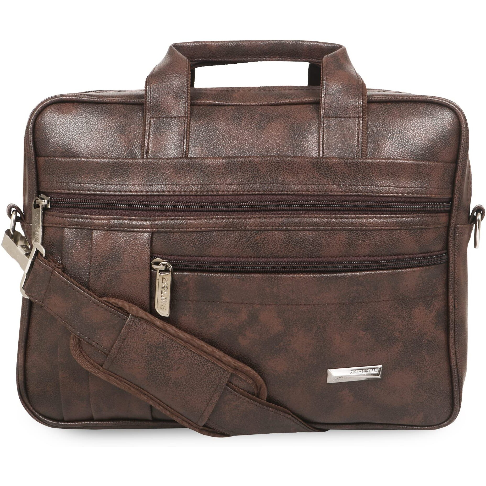 Zipline Office Faux Leather Laptop Bag For Men - Fits 14/15/15.6 Inch Laptop/Tablet Messenger Bags For Mens (1-Black Bag)