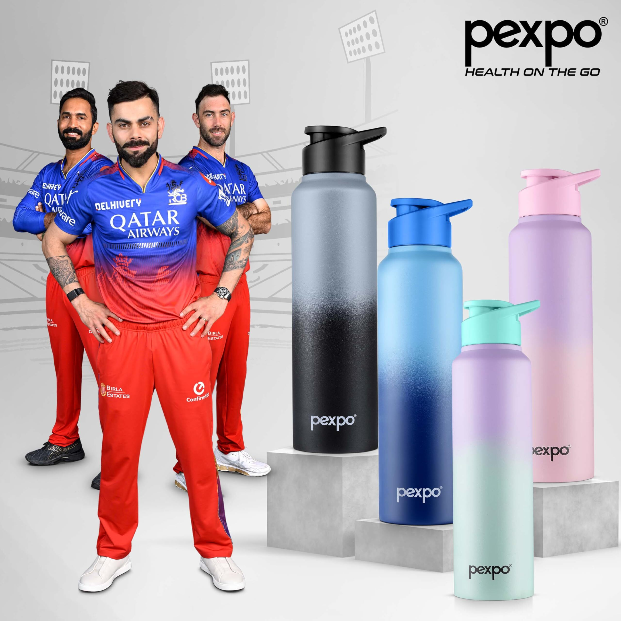 Pexpo Craft Pro Stainless Steel Sports/Fridge Water Bottle With Sipper Cap, 1000Ml, Purple-Green Ombre | Eco Friendly | Bpa Free | Water Bottle For Office, Gym, School, Yoga, Trekking, Adults & Kids