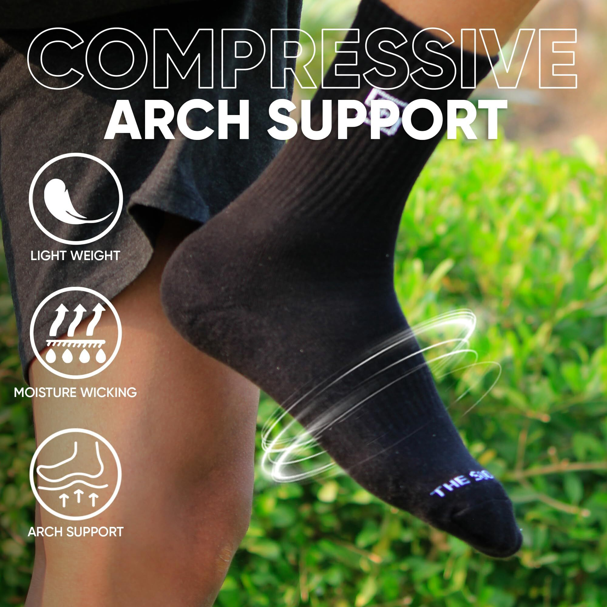 The Sock Street Terry Cushioned Crew/Calf Socks For Men Combo | Athletic & Sports Shocks | Anti Bacterial, Super Soft, Breathable, Moisture Absorbent & Odour-Free | Premium Cotton Full Length - Black