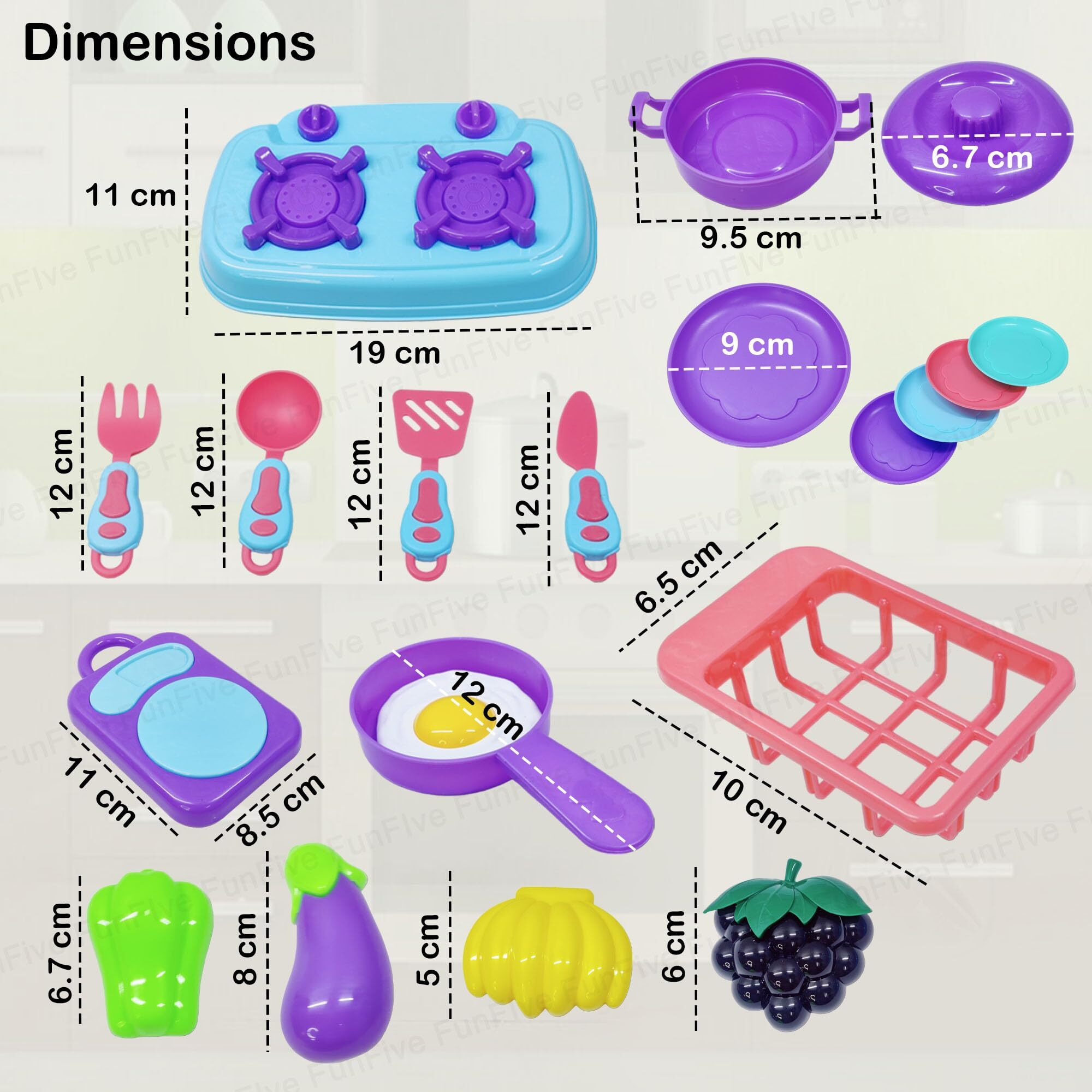 Funblast Kitchen Play Set - 17 Pc Portable Cooking Pretend Play Food Party Role Toy For Boys & Girls, Early Educational Toys (Multicolor)