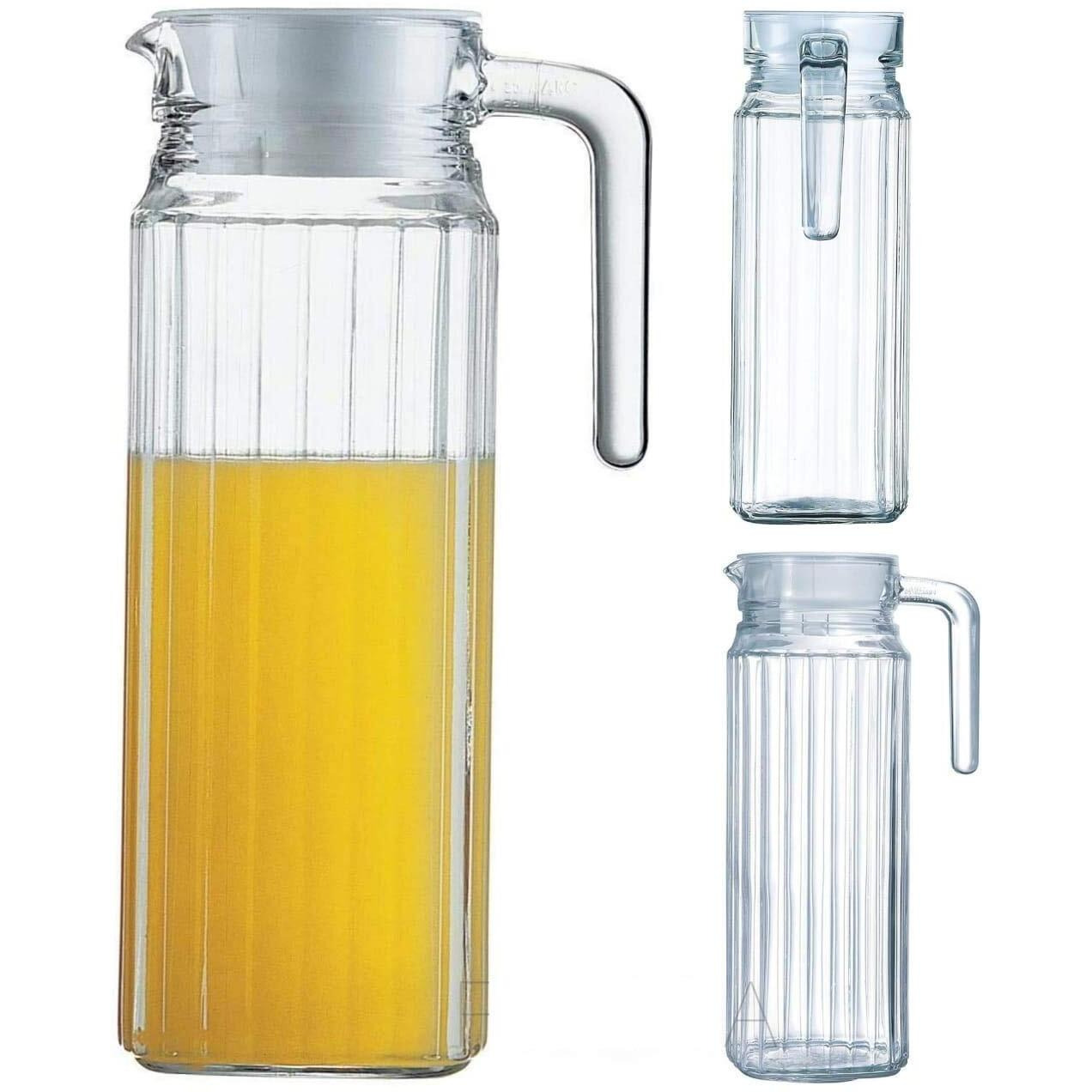 Water Jug 1.1 Litre, Stainless Steel/Wooden Lid Air Tight Lid,Iced Tea Pitcher, Water Jug, Hot Cold Water, Milk And Juice Beverage Carafes (1,1L X 2)