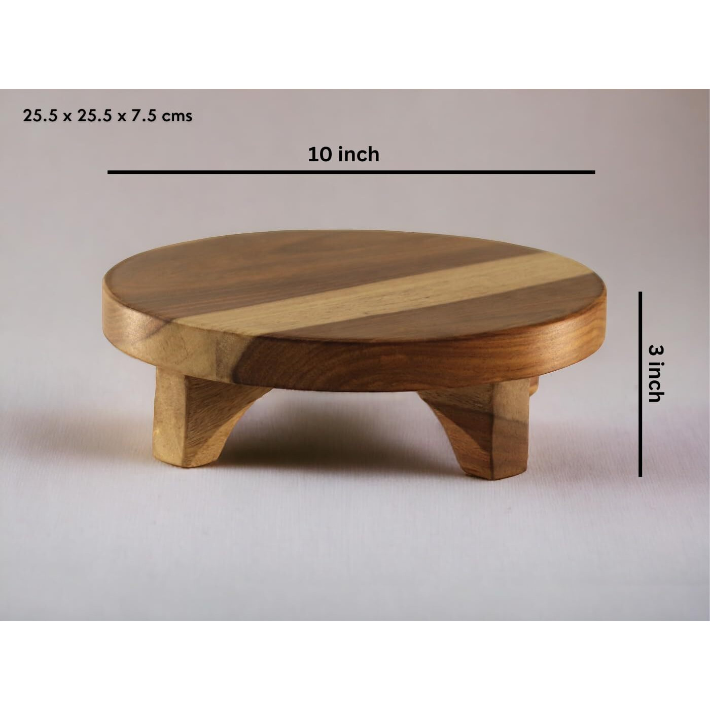 Vesta Homes Wooden Chakla/Pastryboard For Kitchen | Premium Solid Wood Roti Rolling Board | 10 * 10 * 3 Inches | No Chemical Polish | Handmade In India