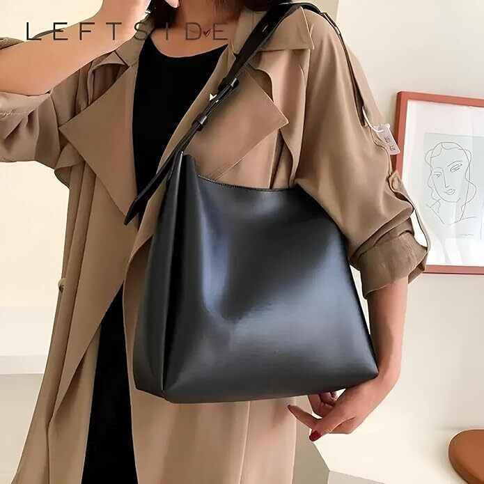 Haysch Tote Bags For Women, Stylish Leather Hobo Bag, Large High Capacity Shoulder Bag (Black)