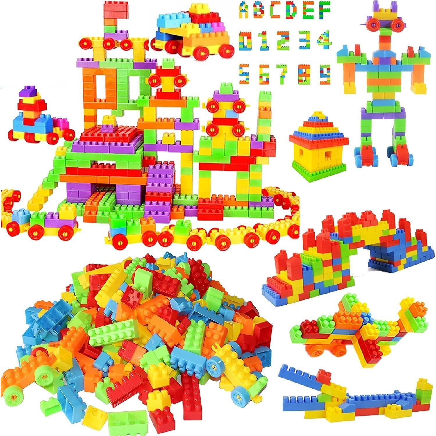 Funblast Diy Plastic Small Size Building Blocks For Kids, 120+ Pcs Building Blocks Toy For Kids Puzzle Games For Kids  Diy Toys For Children Educational - (120+ Blocks With 22 Wheels)