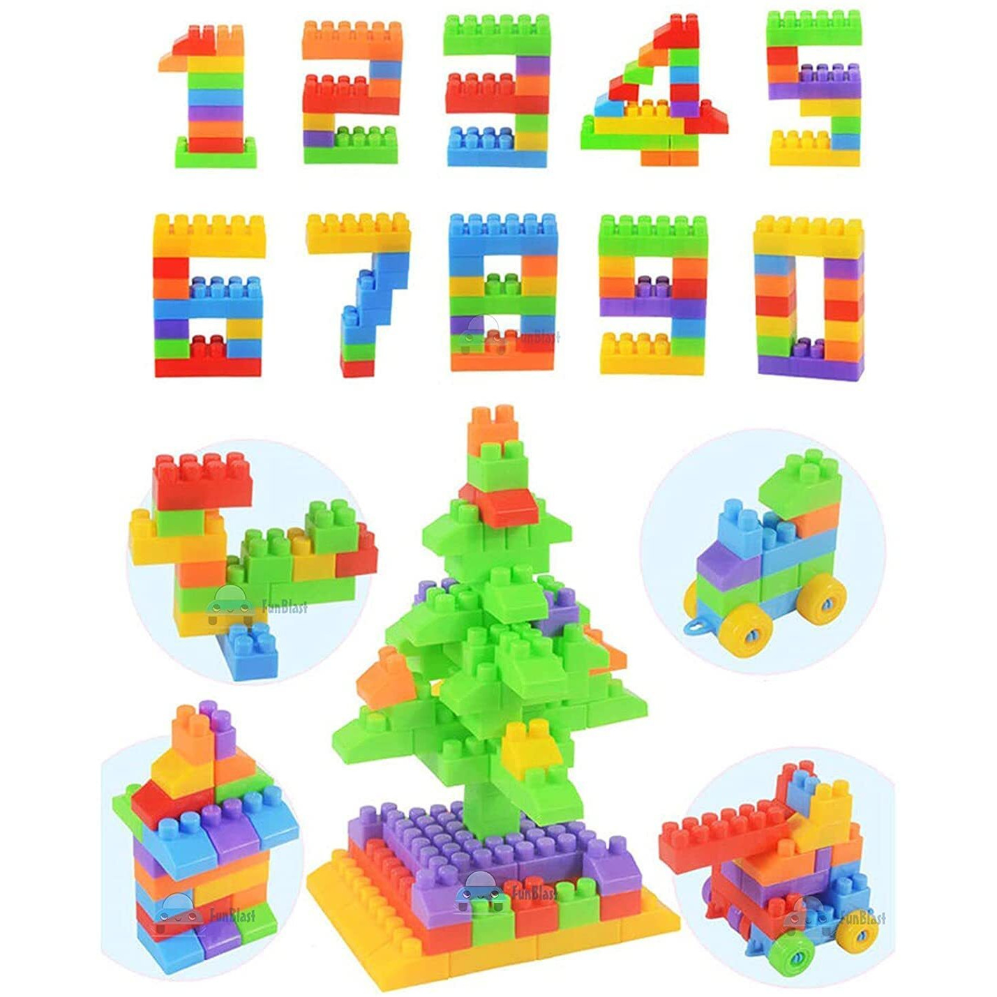 Funblast Diy Plastic Small Size Building Blocks For Kids, 120+ Pcs Building Blocks Toy For Kids Puzzle Games For Kids  Diy Toys For Children Educational - (120+ Blocks With 22 Wheels)
