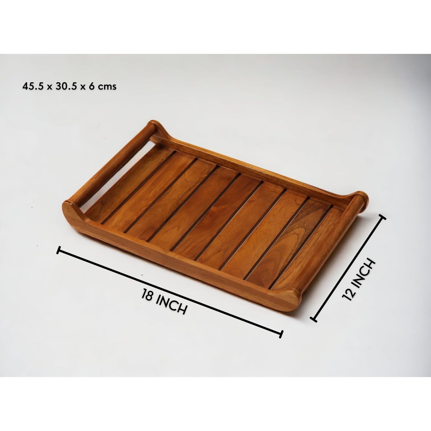 Vesta Homes Extra Large Teak Wood Rectangular Serving Tray For Home/Kitchen/Restaurant/Office Organizer/Dining Table|Premium Wooden Trays|45.5X30.5X5.7 Cm|Handmade In India