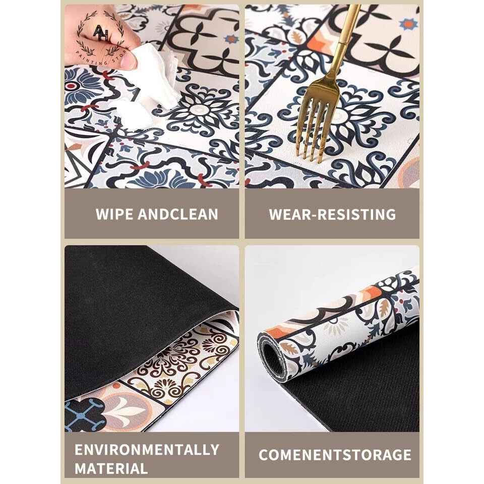 Homecloud Dish Drying Mat For Kitchen Counter Hide Stain Super Absorbent, Non-Slip, Heat-Resistant, Great For Dishes,Rack Pad, Kitchen Counter, Coffee Maker, Coffee Item (Beige_Beauty, 50X40Cm)