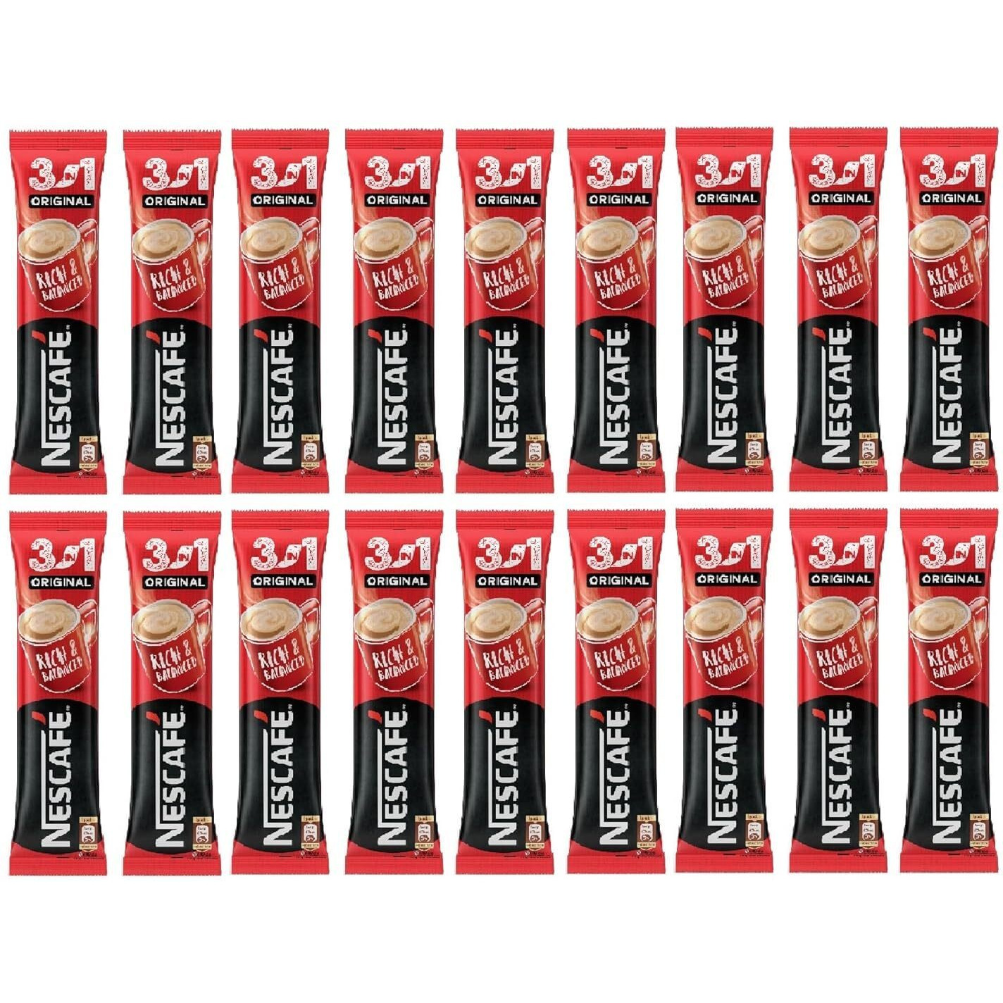 Nescafe 3 In 1 Original 18 Sachets Each Instant Coffee 17.5Gm, Powder, Box