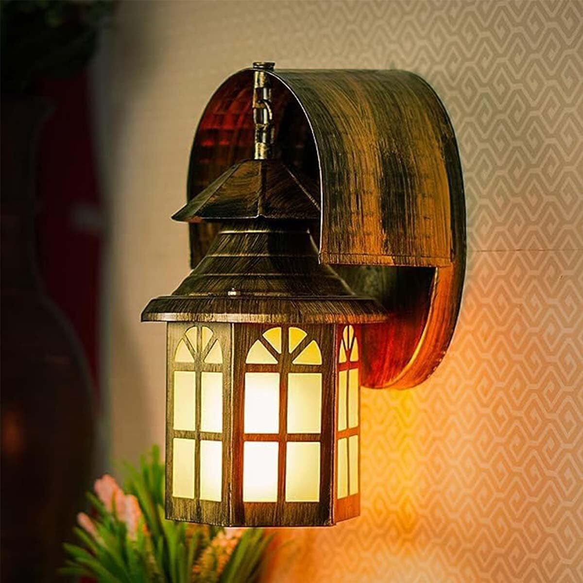 Sinoman Golden Antique Design Metal Wall Light Sconce Lamp For Dining, Bedroom,Living Room,Restaurants,Coffee Shop, Balcony, Home & Office Decor (Without Bulb)