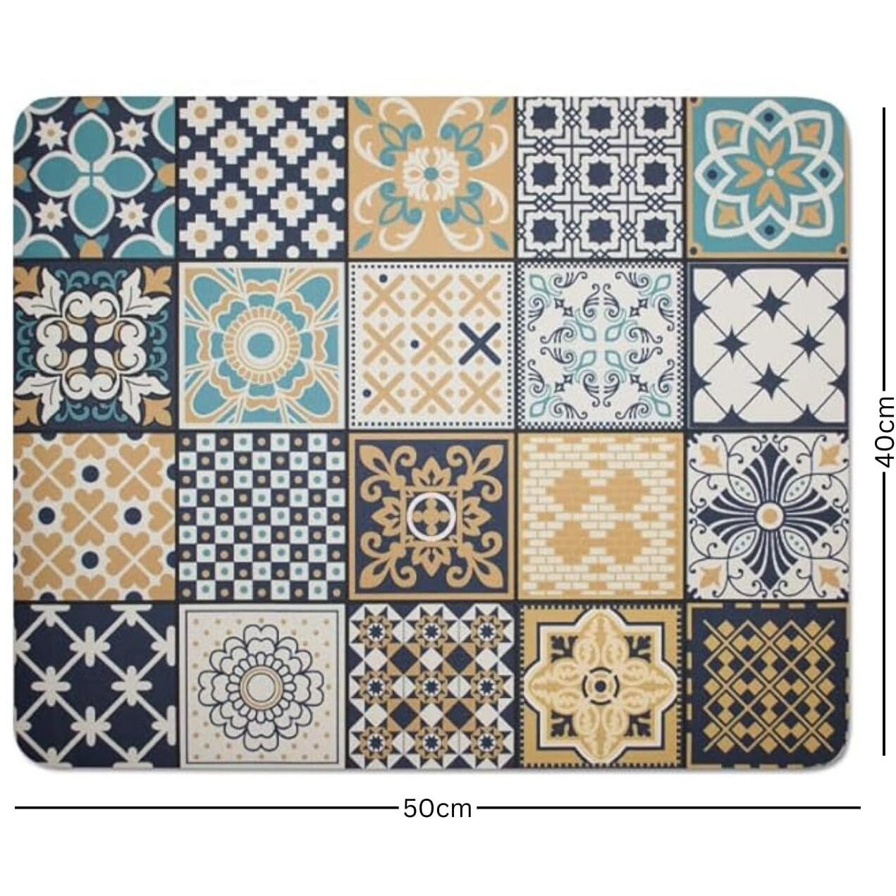 Homecloud Dish Drying Mat For Kitchen Counter Hide Stain Super Absorbent, Non-Slip, Heat-Resistant, Great For Dishes,Rack Pad, Kitchen Counter, Coffee Maker (50X40Cm, Multi_Navy)