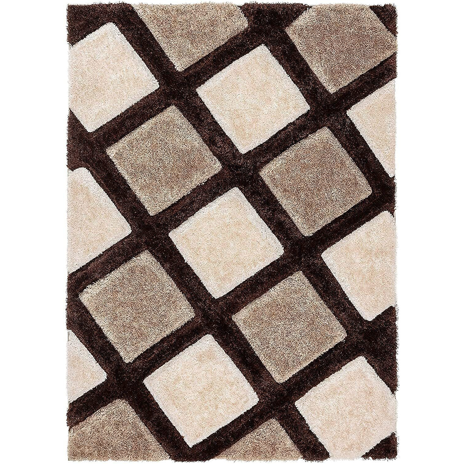 Kashish Rugs Shaggy Rug Handmade Microfiber Super Soft & Plush Fluffy Shaggy Carpets With 2 Inch Thickness Anti - Slip Shag (Color - Dark Brown, Size -12 X 18 Feet)
