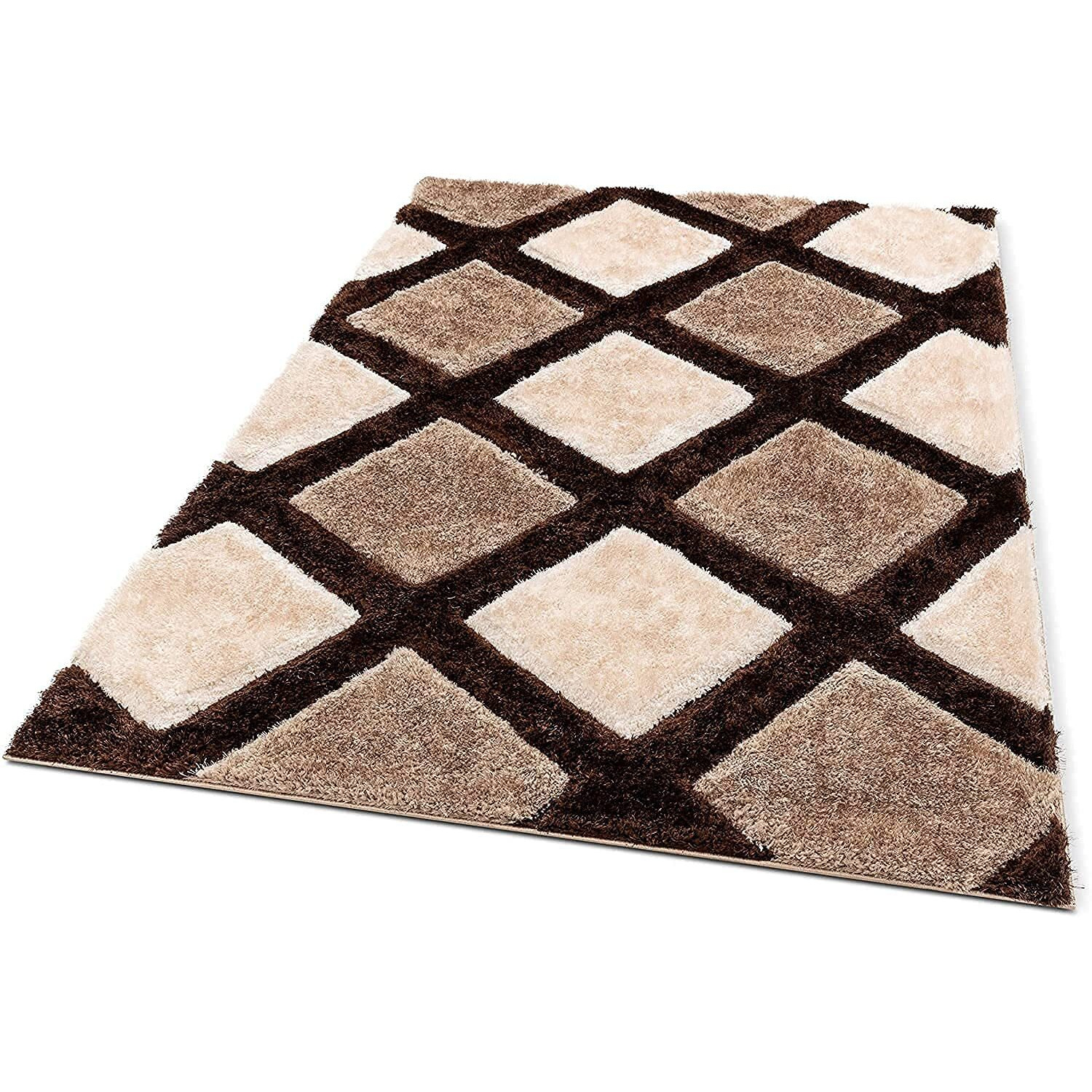 Kashish Rugs Shaggy Rug Handmade Microfiber Super Soft & Plush Fluffy Shaggy Carpets With 2 Inch Thickness Anti - Slip Shag (Color - Dark Brown, Size -12 X 18 Feet)