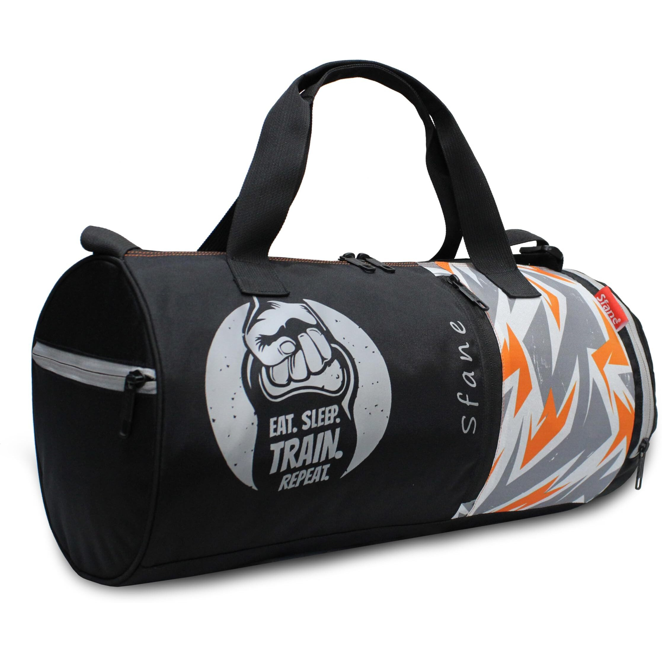 Sfane Gym Bags For Men With Separate Shoe Compartment Sports Gym Bags For Women Unisex Duffle Bags For Gym For Carry & Travel Adjustable Duffel Bags Sports Bag - Black & Orange
