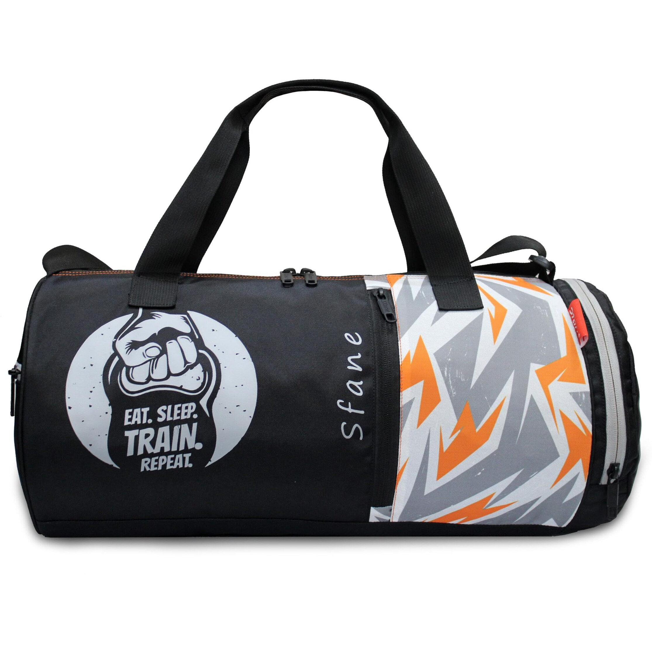 Sfane Gym Bags For Men With Separate Shoe Compartment Sports Gym Bags For Women Unisex Duffle Bags For Gym For Carry & Travel Adjustable Duffel Bags Sports Bag - Black & Orange