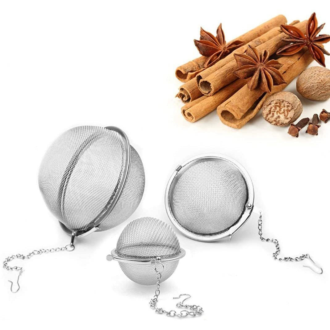 Rastvi Stainless Steel Tea Ball For Loose Tea, Reusable Tea Infuser With Extra Fine Mesh & Chain, Brews Hot Tea, Iced Tea & Coffee, Small Tea Egg, Tea Steeper For One Cup (Pack Of 3 Pcs).