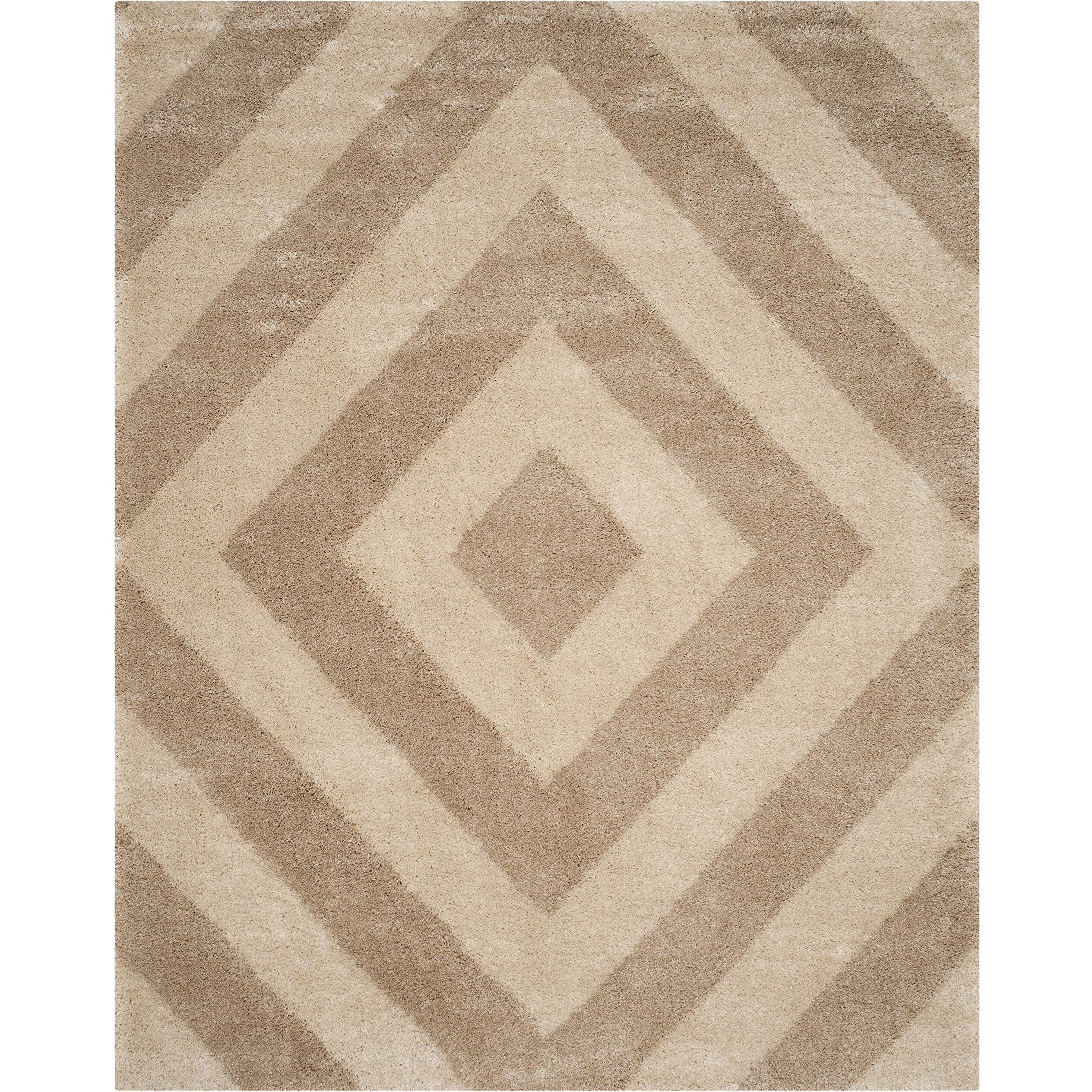 Kashish Rugs Shaggy Rug Handmade Microfiber Super Soft & Plush Fluffy Shaggy Carpets With 2 Inch Thickness Anti - Slip Shag (Color - Sand, Size -12 X 18 Feet)