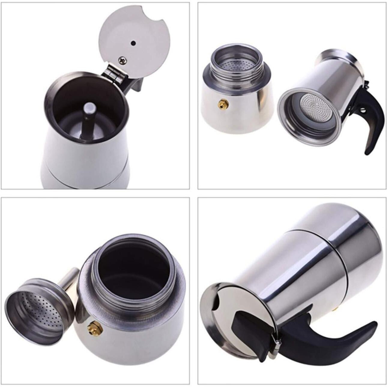 Niyam Portable Stainless Steel Induction Base Espresso Coffee Maker Peculator Moka Pot (6 Cup - 300 Ml)