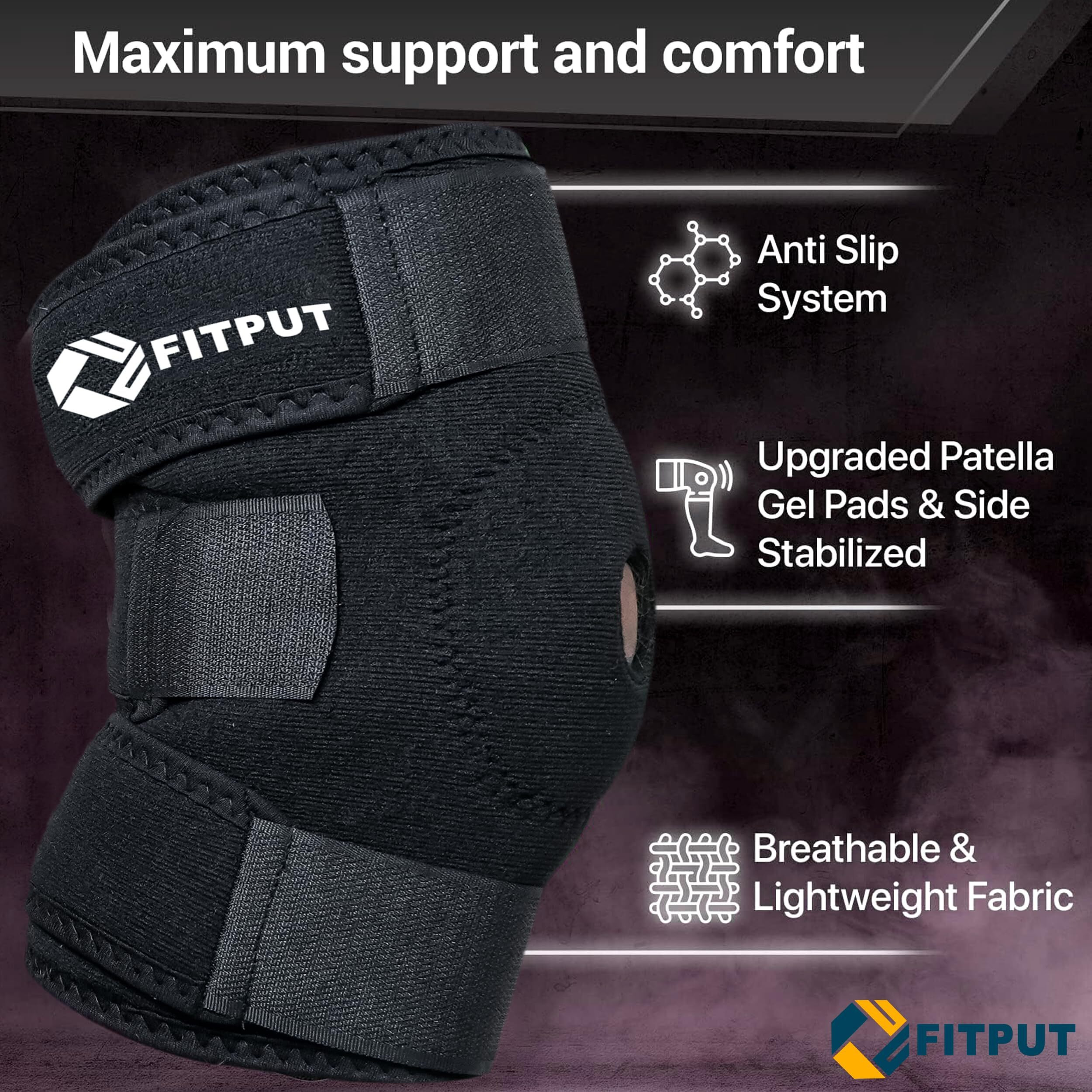 Fitput Knee Caps For Women And Knee Support For Men | Perfect Knee Cap For Men And Knee Support For Women | Ideal For Sports And Daily Use | Knee Caps For Women For Pain Relief(Freesize,Black)