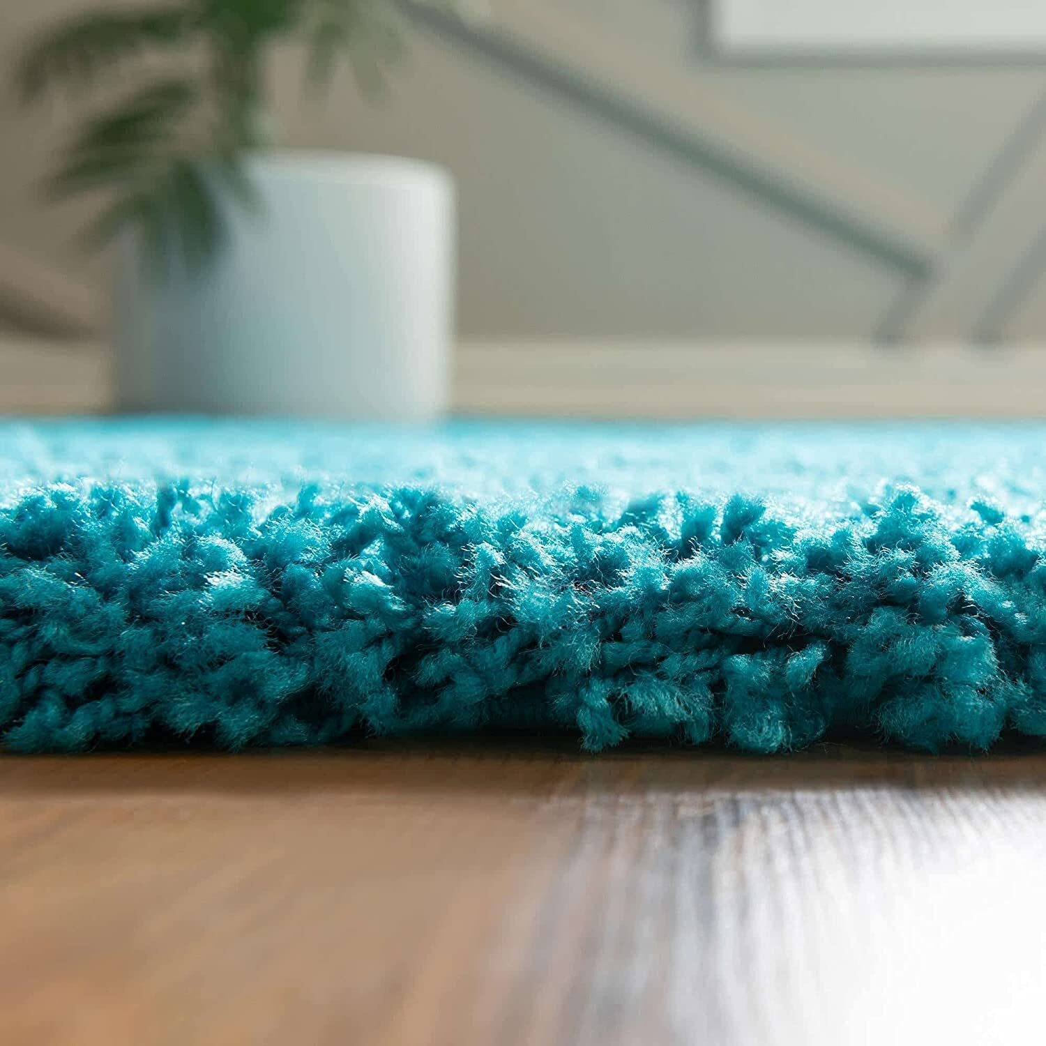 Kashish Rugs Shaggy Rug Handmade Microfiber Cozy Super Soft & Plush Fluffy Shaggy Carpets With 2 Inch Thickness 12 X 18 Feet-Turquoise