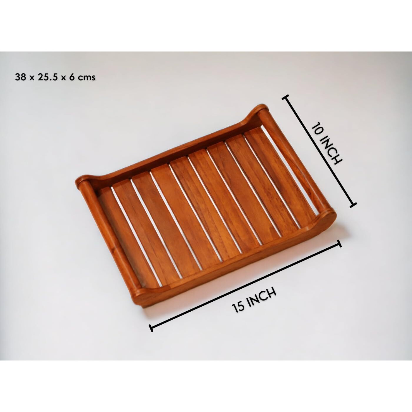 Vesta Homes Large Teak Wood Rectangular Serving Tray For Home, Kitchen, Restaurant, Office Organizer, Dining Table|Premium Serving Trays|38 X 25 X 6 Cm|Handmade In India