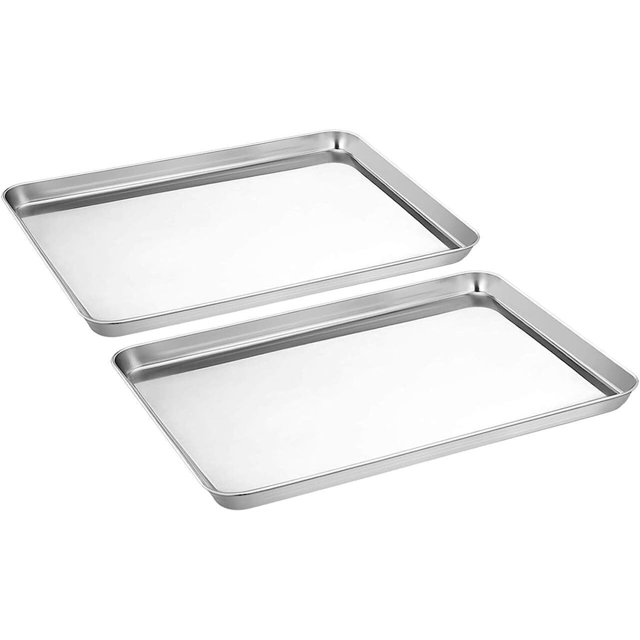Bmado Homefull Versatile Baking Tray Set Of 2  Stainless Steel Trays For Baking, Cakes, Pastries, Muffins, Tea, Snacks & Serving  32 X 24.5 X 2.5 Cm  Includes Cookie Sheets For Moderate Baking