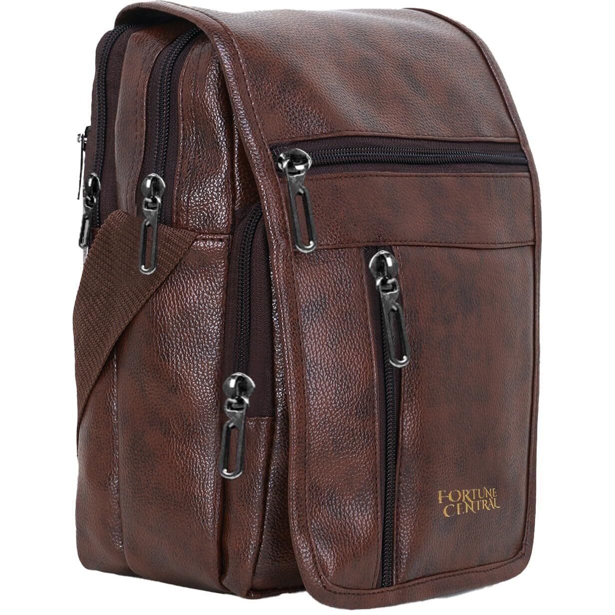 Fortune Central Crossbody Bags For Men | Messenger Bag | Side Bag - Pu Leather, Weather Resistant, Stylish And Trendy Design, Multiple Compartments & Secret Compartment.
