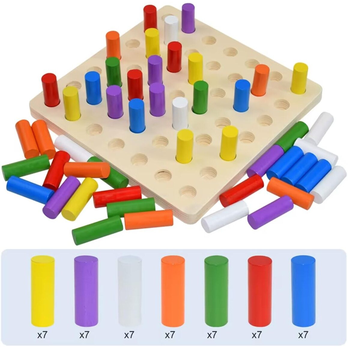 Smoneo Educational Color Cognition Stacking & Sorting Wooden Toys Shape Sorting & Domino Building Blocks For 3+ Children Multicolor Board Game (Large)