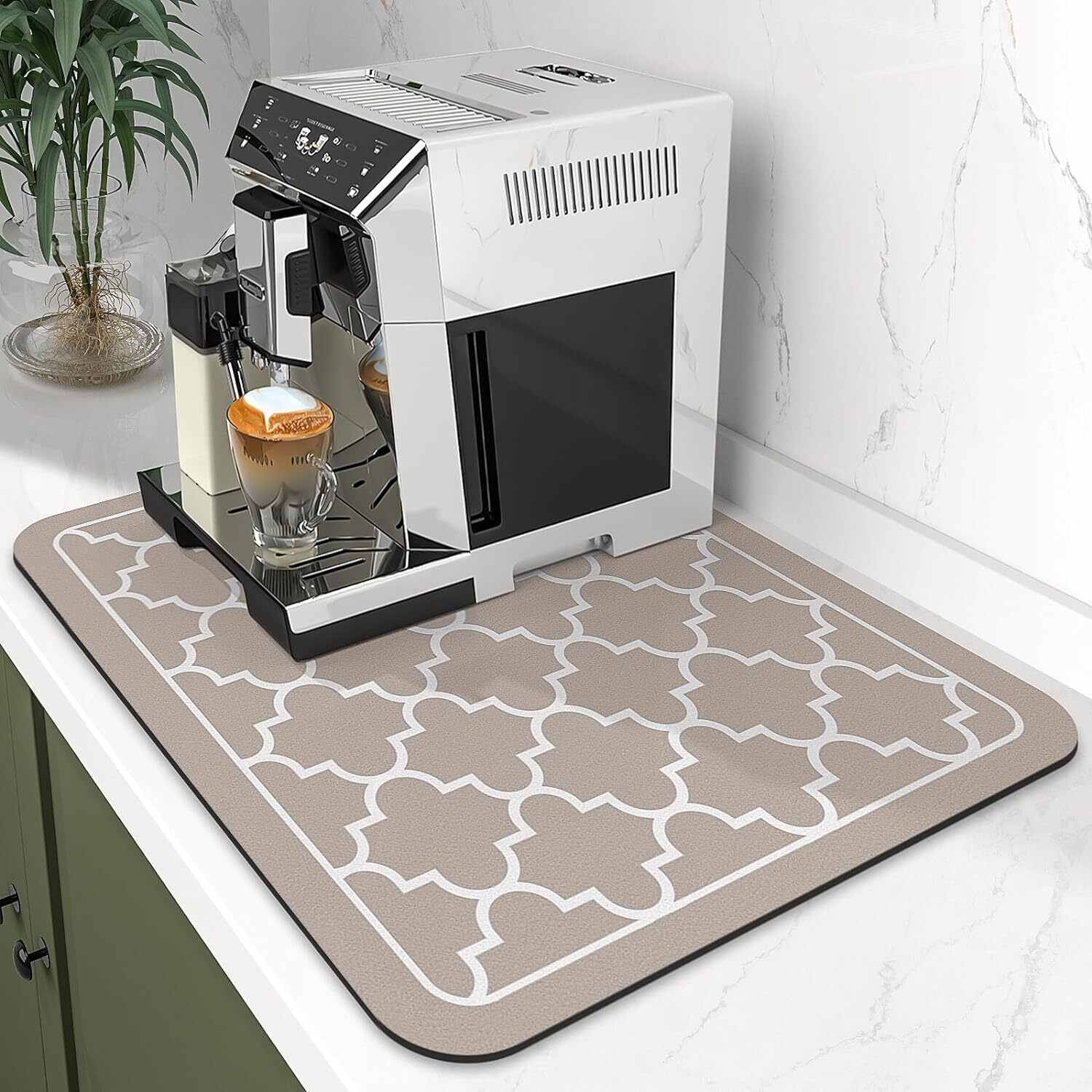 Homecloud Dish Drying Mat For Kitchen Counter Hide Stain Super Absorbent, Non-Slip, Heat-Resistant, Great For Dishes, Rack Pad, Kitchen Counter, Coffee Maker, Coffee Bar Items (40X50Cm, Beige)