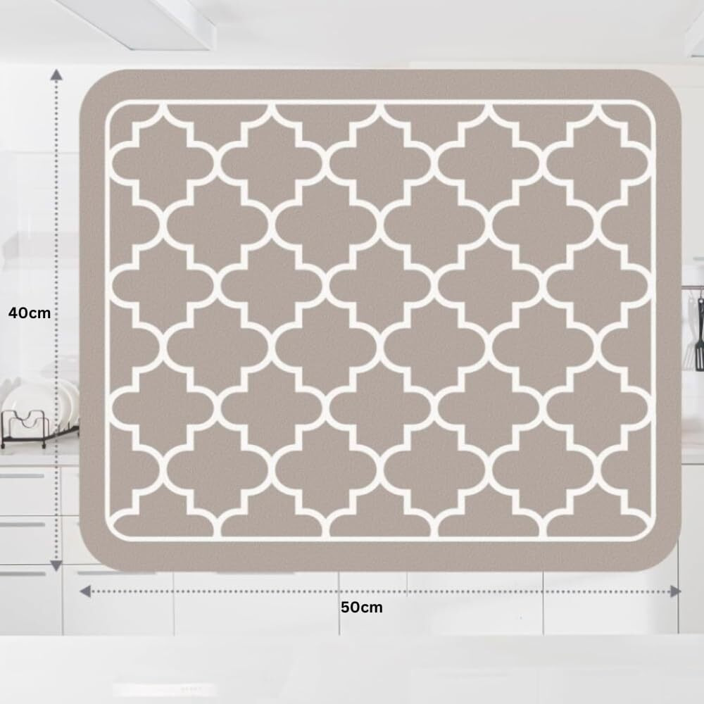Homecloud Dish Drying Mat For Kitchen Counter Hide Stain Super Absorbent, Non-Slip, Heat-Resistant, Great For Dishes, Rack Pad, Kitchen Counter, Coffee Maker, Coffee Bar Items (40X50Cm, Beige)