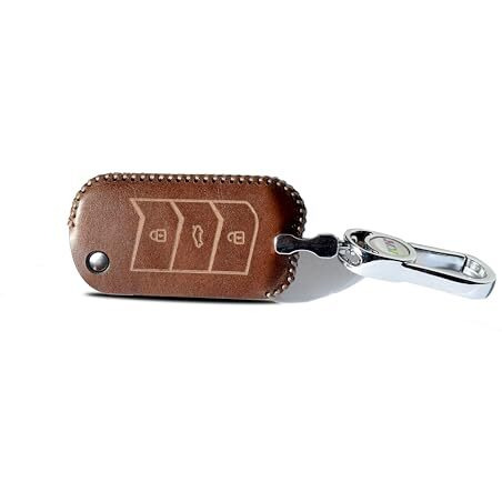 Jvcv Car Styling Soft Handmade Leather Key Cover Compatible With Mahindra Xuv 700, 3Xo, Thar, Marazzo, Bolero, Scorpio, Scorpio N, Xuv 300, Xuv 400 Ev, Thar Roxx 3 Button Flip Key (Brown).