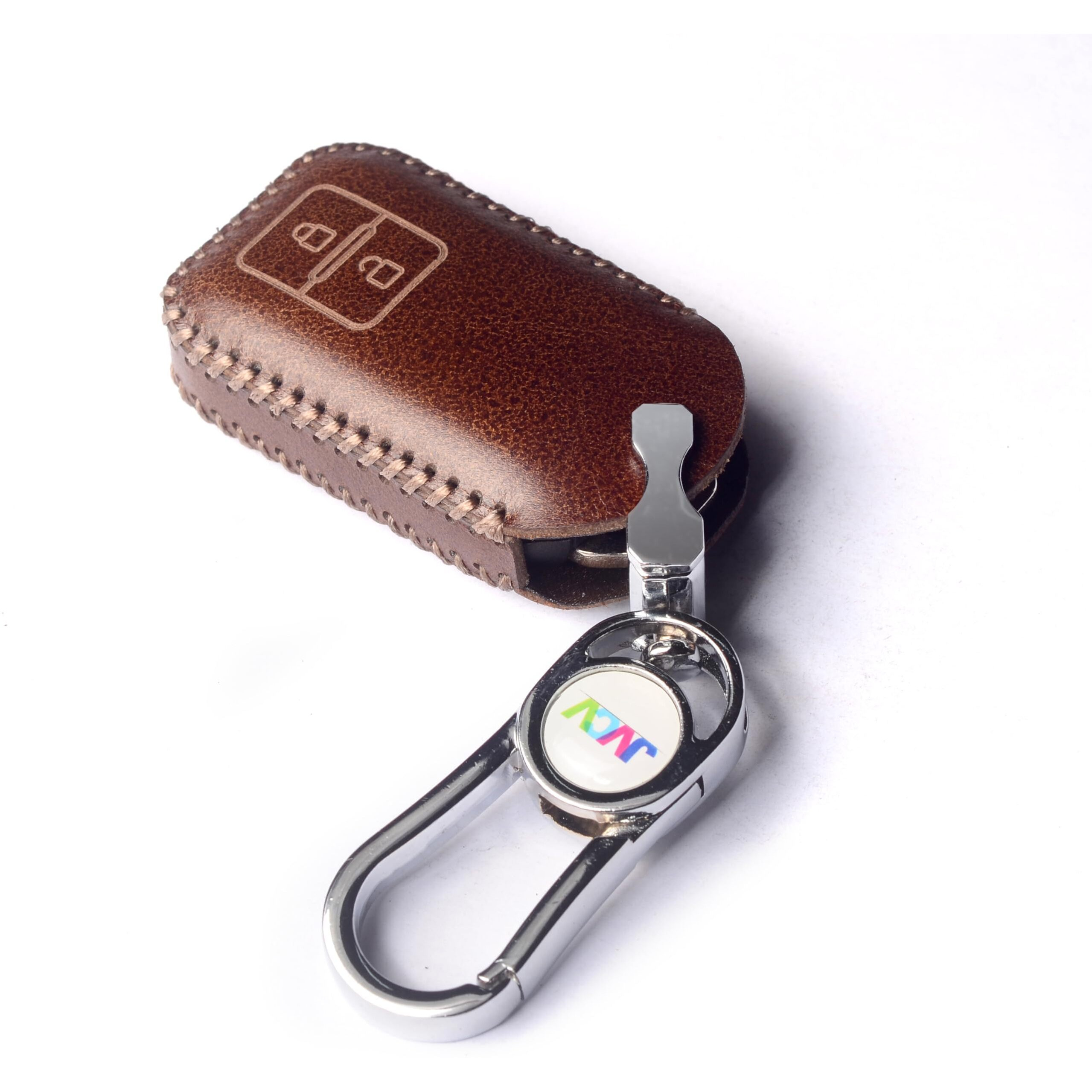 Jvcv Car Styling Soft Handmade Leather Key Cover Compatible With Suzuki Jimny Fronx Grand Vitara Baleno Xl6 Swift Ertiga Dzire Rumion Urban Cruiser Glanza, Hyryder (2 Button Smart Key, Brown)