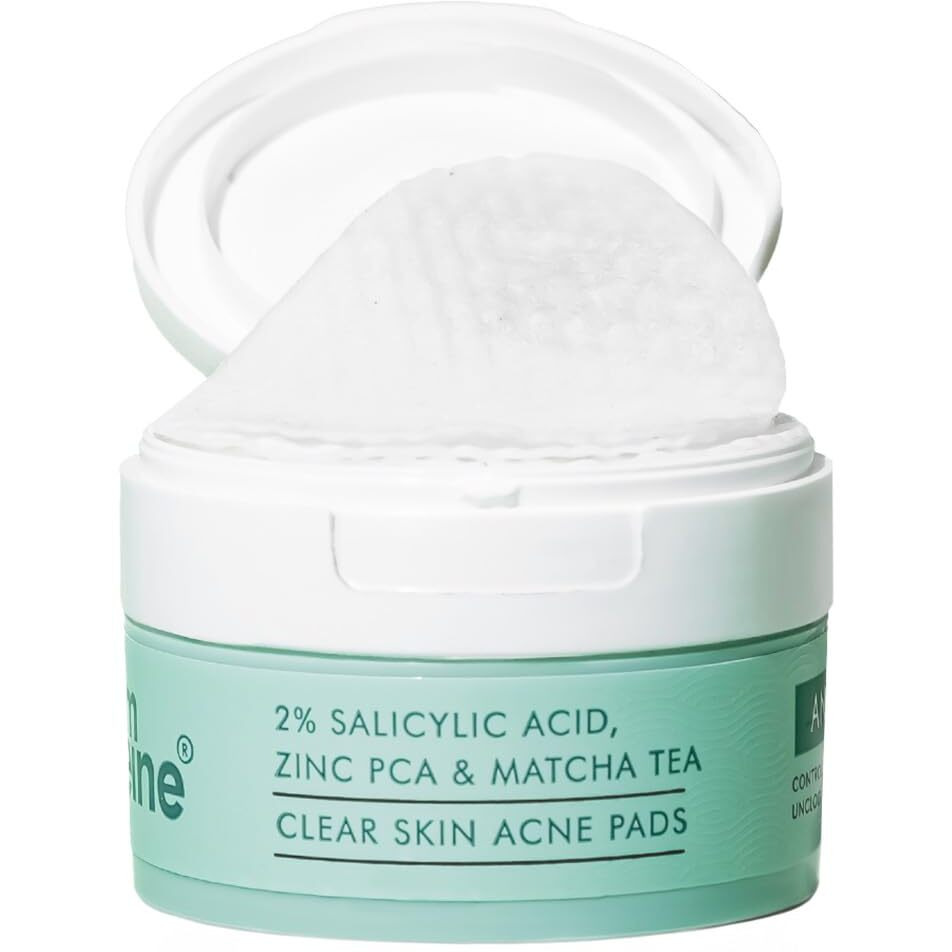 Mcaffeine 2% Salicylic Acid Zinc Pca & Matcha Tea Clear Skin Acne Pads | Anti Acne Exfoliating Serum Toner Pads For Acne-Prone Skin | For Both Women And Men - 40 N (X1)