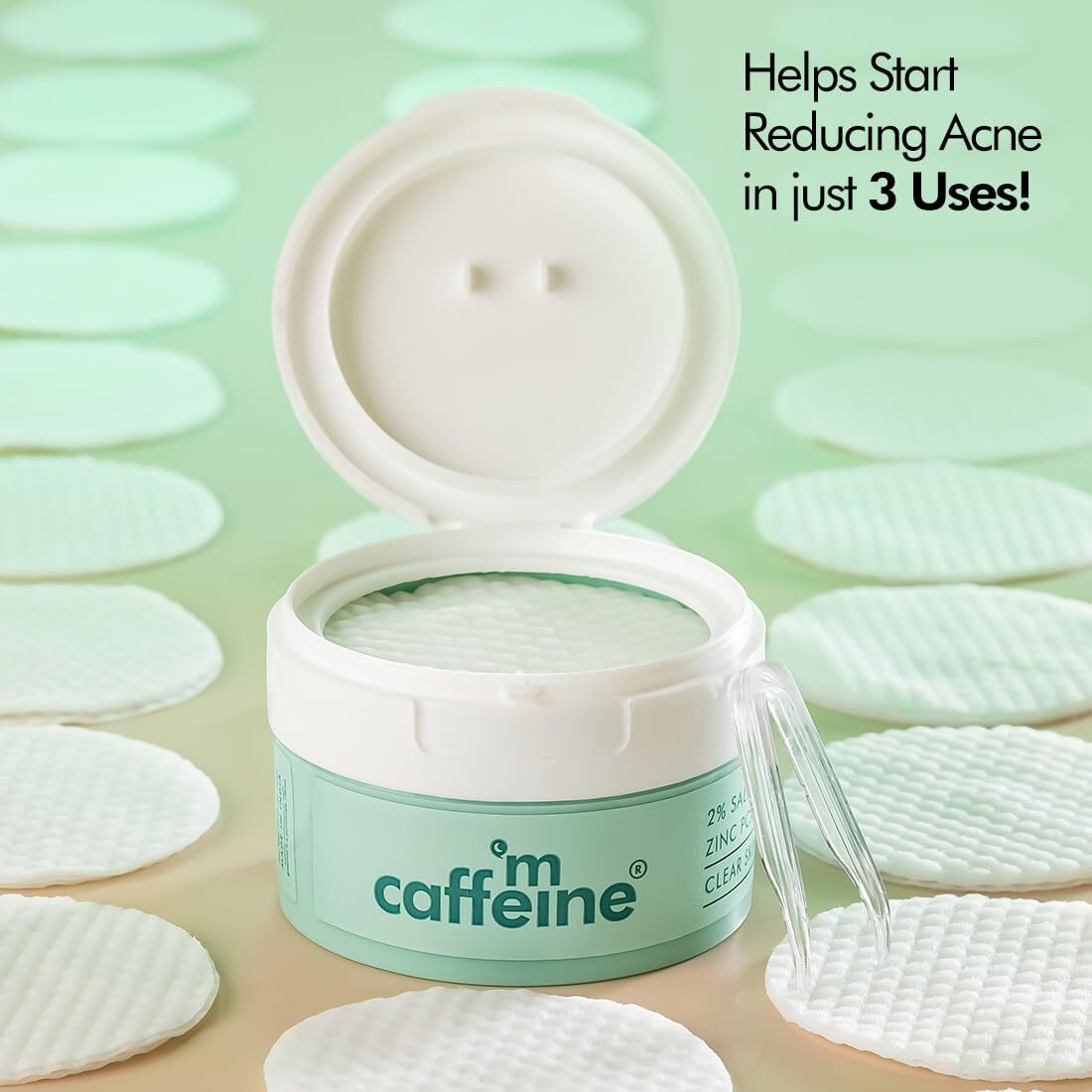 Mcaffeine 2% Salicylic Acid Zinc Pca & Matcha Tea Clear Skin Acne Pads | Anti Acne Exfoliating Serum Toner Pads For Acne-Prone Skin | For Both Women And Men - 40 N (X1)