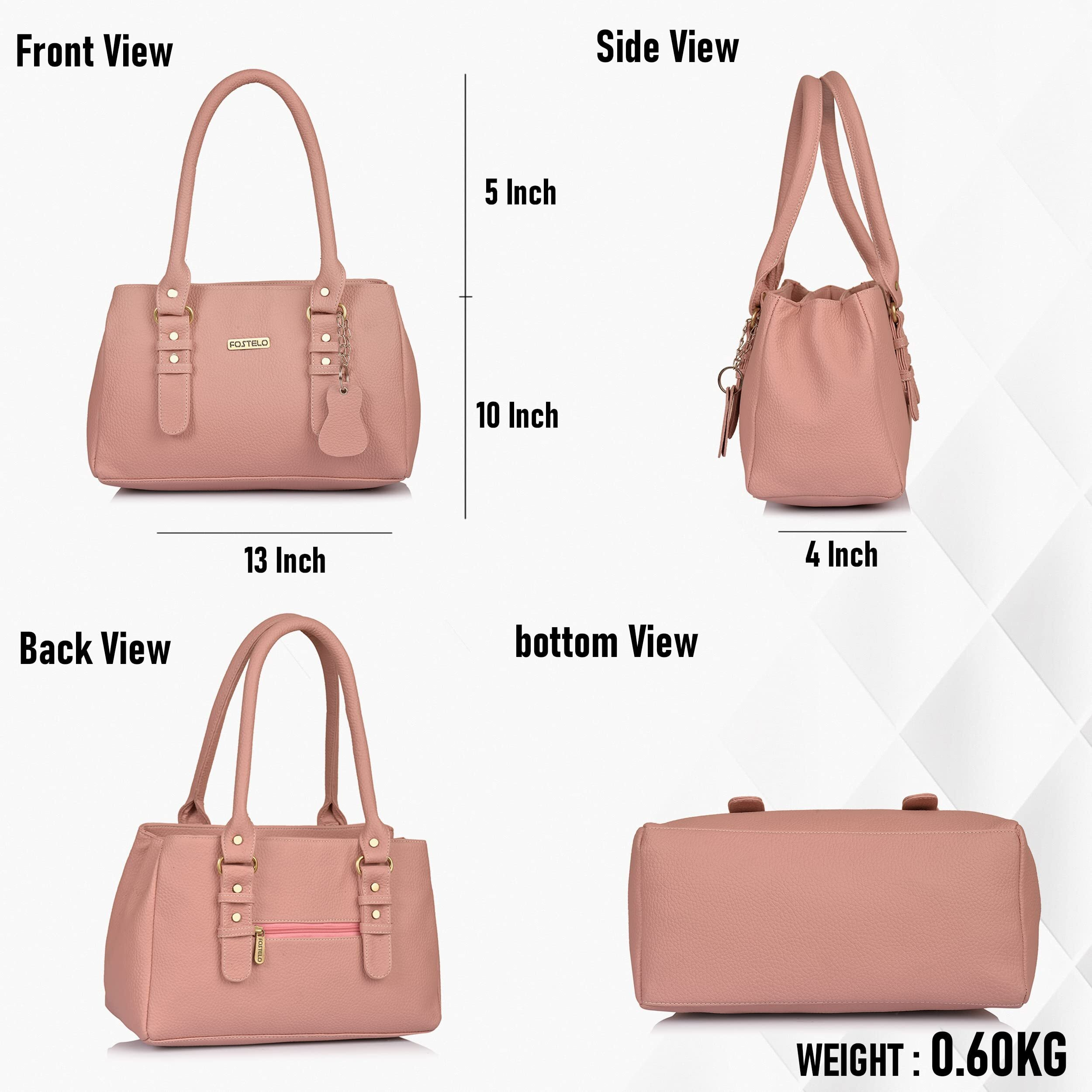Fostelo Women's Vegan Leather Westside Handbag Shoulder Hobo Bag Ladies Purse (Light Pink) (Large)