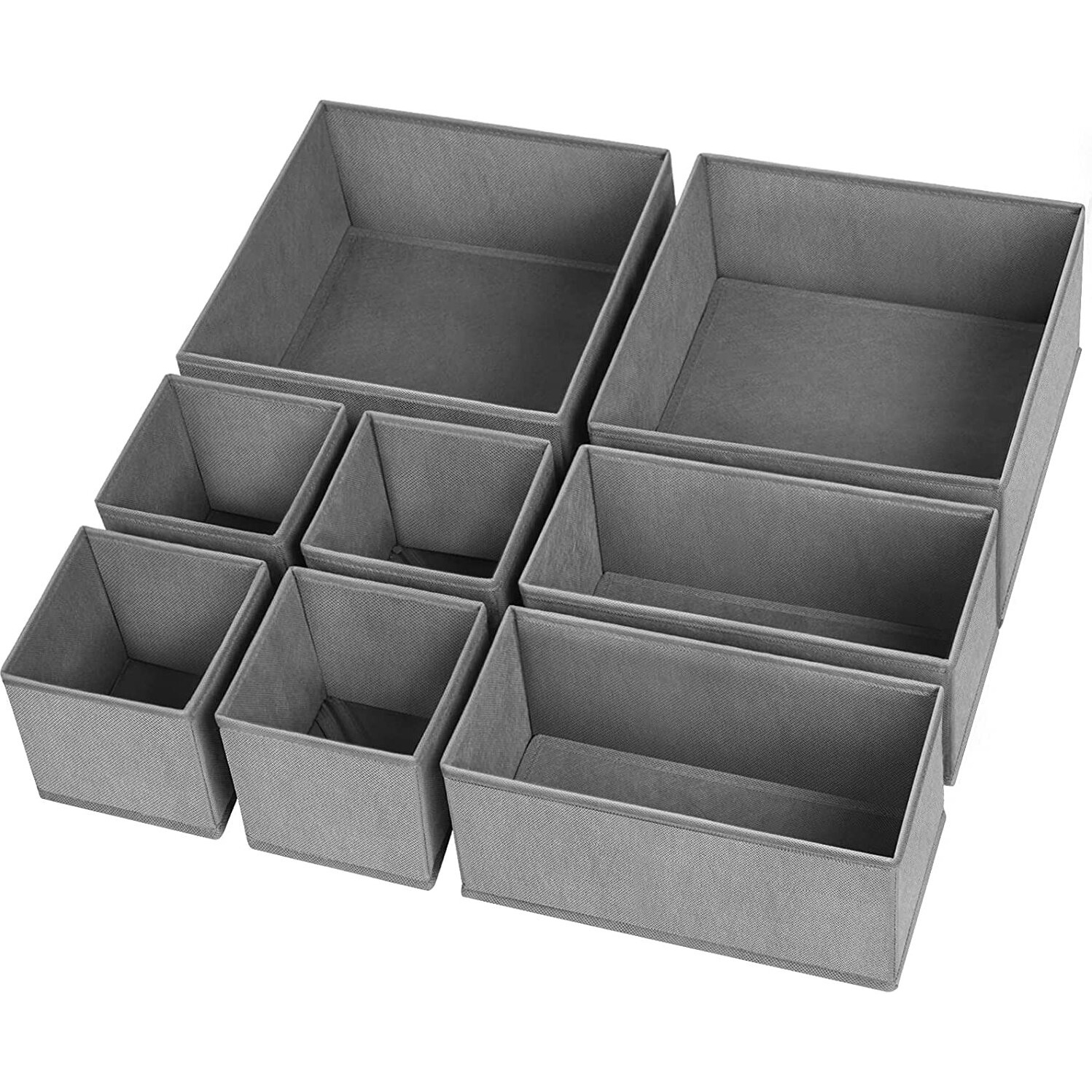 House Of Quirk Polyester Foldable Clothing Storage Box Closet Dresser Drawer Organizer Cube Basket Bins Containers Divider With Drawers For Underwear, Socks, Ties, Scarves, Set Of 8 (Grey), Red