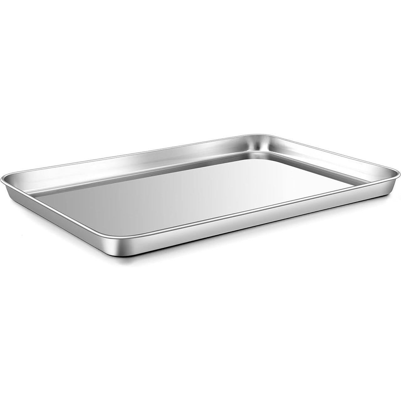 Bmado Homefull Baking Tray Stainless Steel Oven Tray Medium Cookie Tray Pan For Baking Cooking Serving - 29 X 22 X 2.5 Cm, Tea Tray & Serving Trays For Kitchen, Rectangul