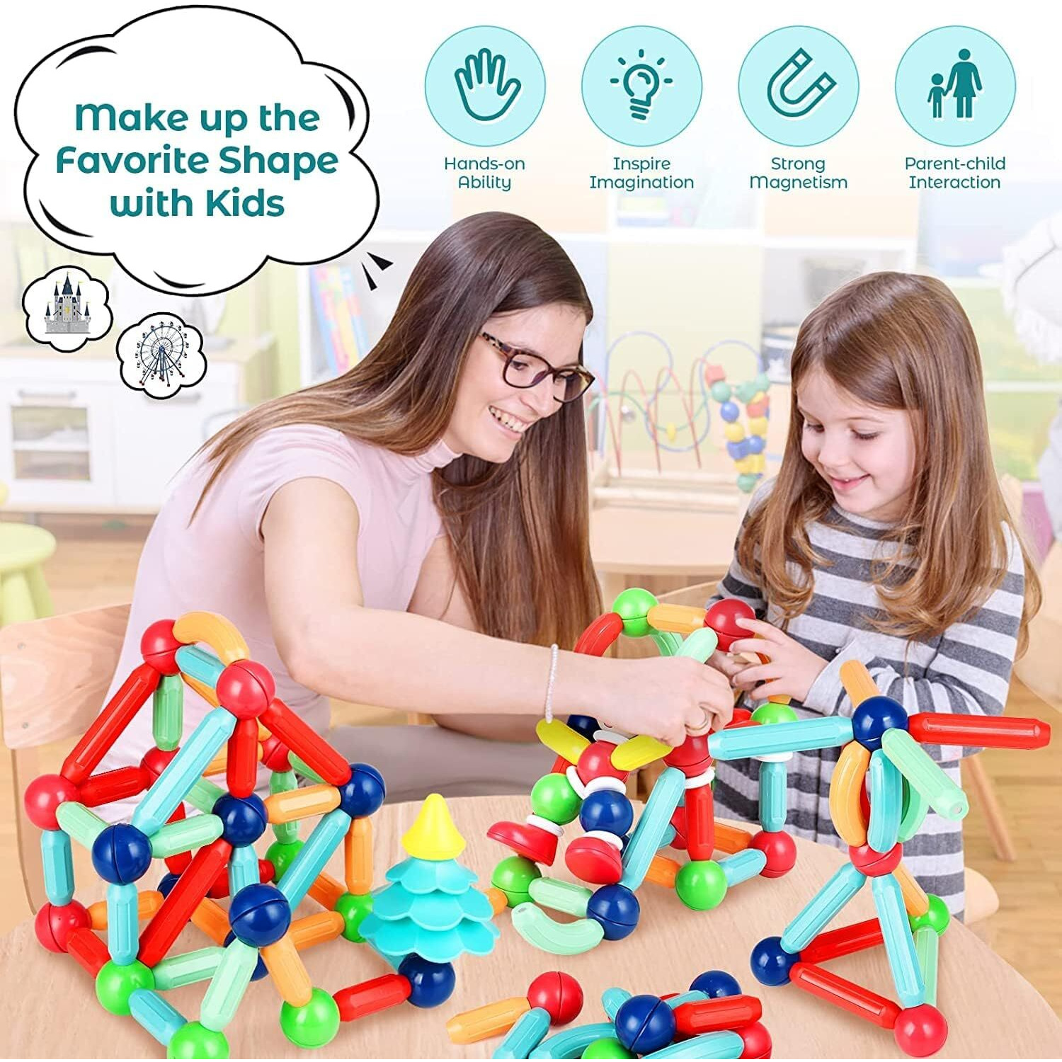 Brand Conquer Magnetic Sticks Building Blocks For Kids Toys For Girls | Magnetic Toys For Boys Age 3+Year 4 5 6 7 8 10 12 14 Old Educational Stem Learning Magnet Stick With Balls Game (25 Pcs)