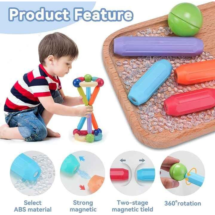 Brand Conquer Magnetic Sticks Building Blocks For Kids Toys For Girls | Magnetic Toys For Boys Age 3+Year 4 5 6 7 8 10 12 14 Old Educational Stem Learning Magnet Stick With Balls Game (25 Pcs)