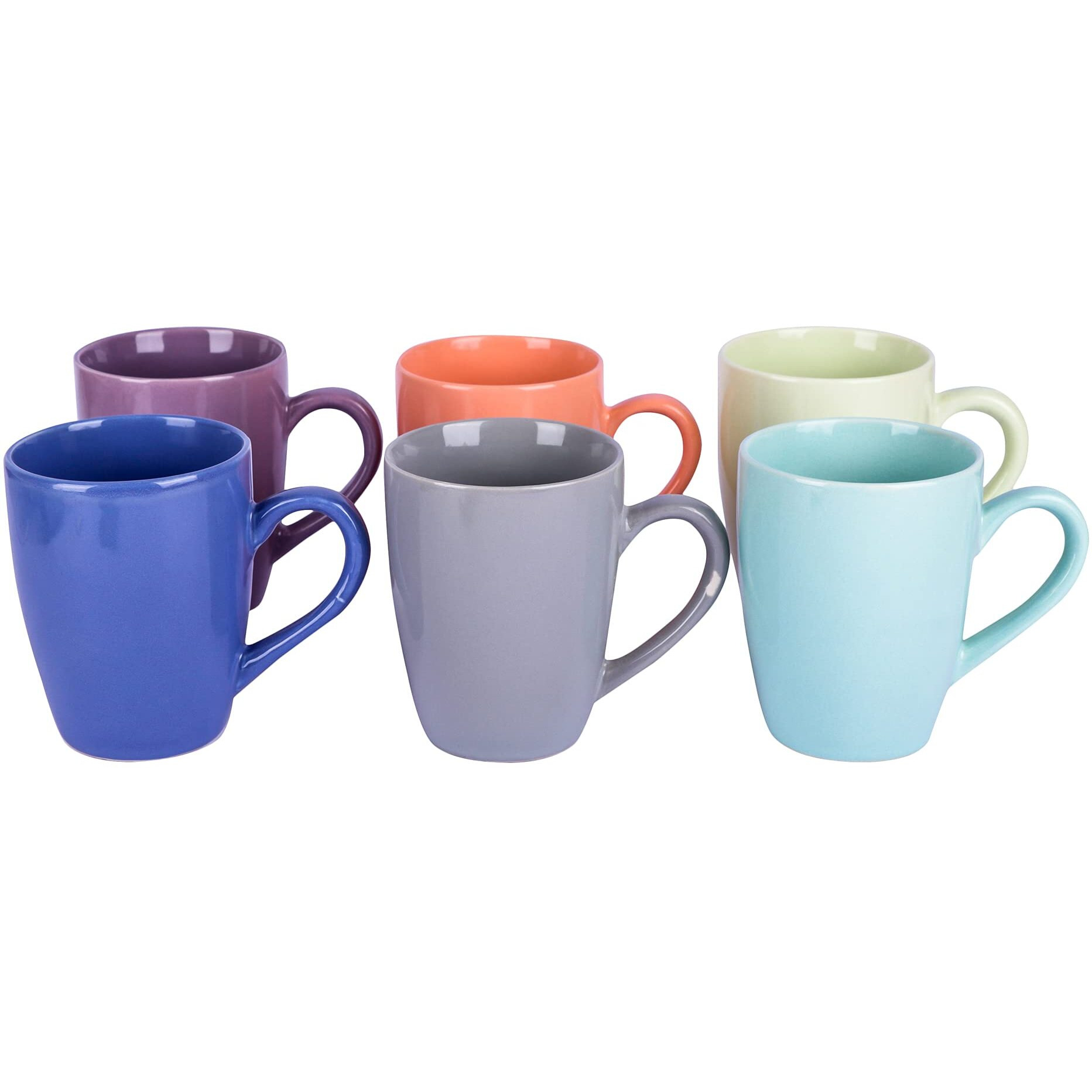 Anwaliya Fauna Tapered Ceramic Coffee Mugs, 250 Ml, Set Of 6, Pastel Assorted Color (Color May Vary)