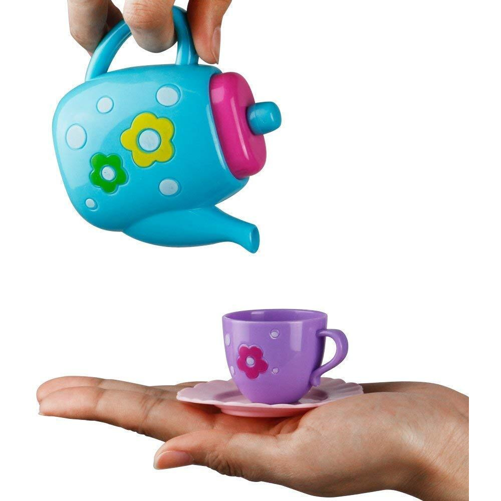 Super Toy Plastic Tea Party Pretend Play Kitchen Set With Food Toy For Kids Including Dessert Carrying Case Tea Set For Girls Birthday Toddler Gifts Age 3-12, Multicolor