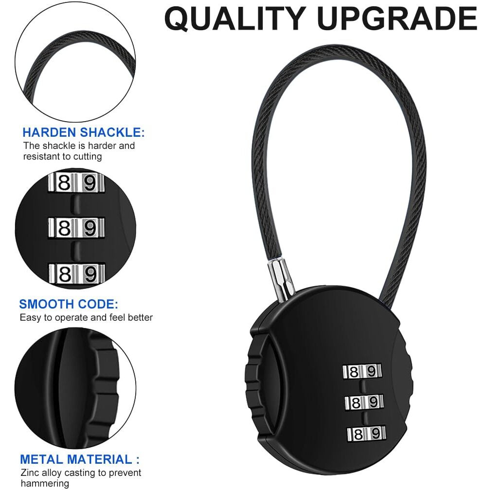 Hasthip 2Pcs Luggage Number Lock, Combination Lock Padlock 3 Digit Outdoor Waterproof Padlock For School Gym Locker, Sports Locker, Fence, Toolbox, Gate, Case, Hasp Storage (Black&Blue)