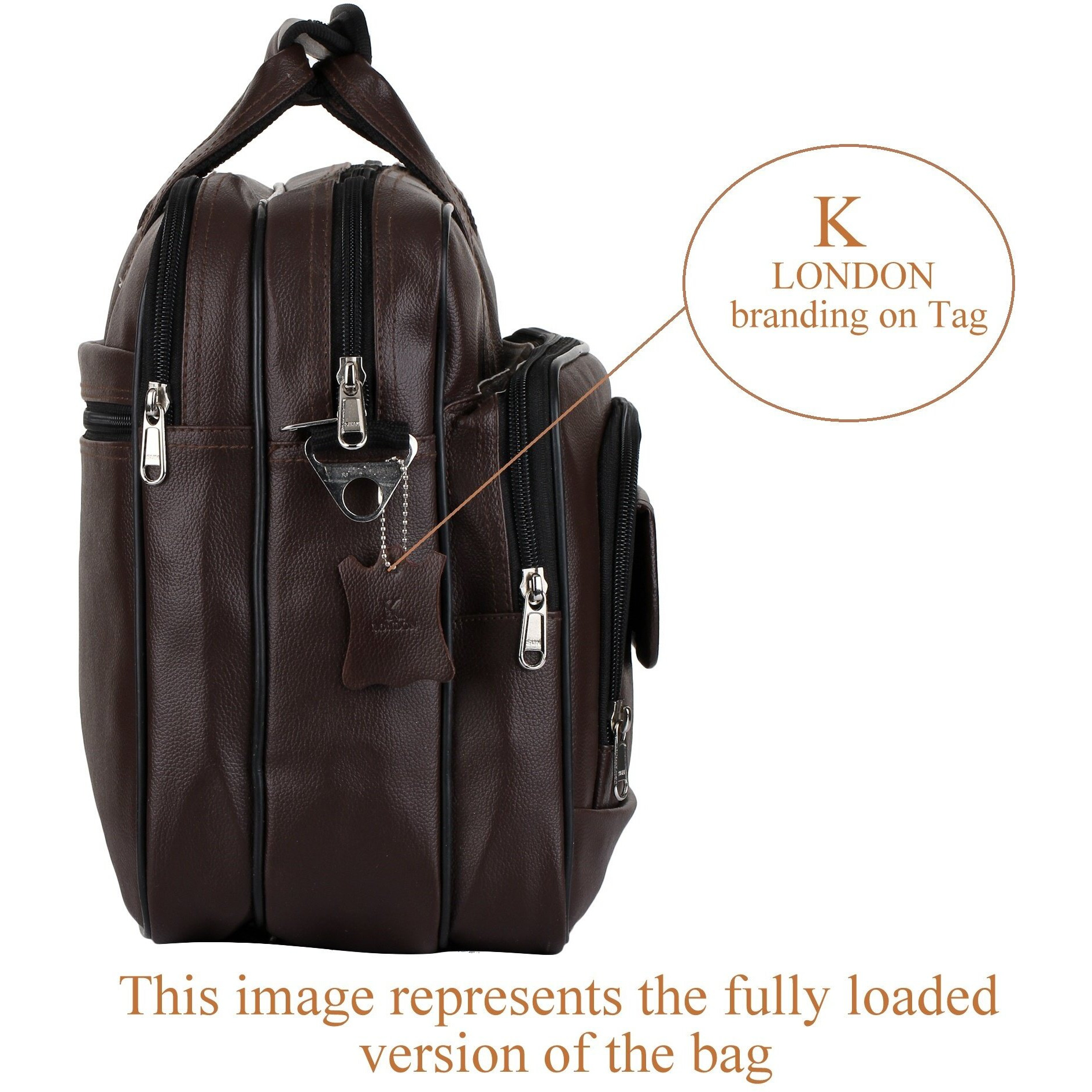 K London Dark Brown Artificial Leather Handmade Men & Women Laptop Bag Cross Over Shoulder Messenger Bag Office Bag (1102_Darkbrn)