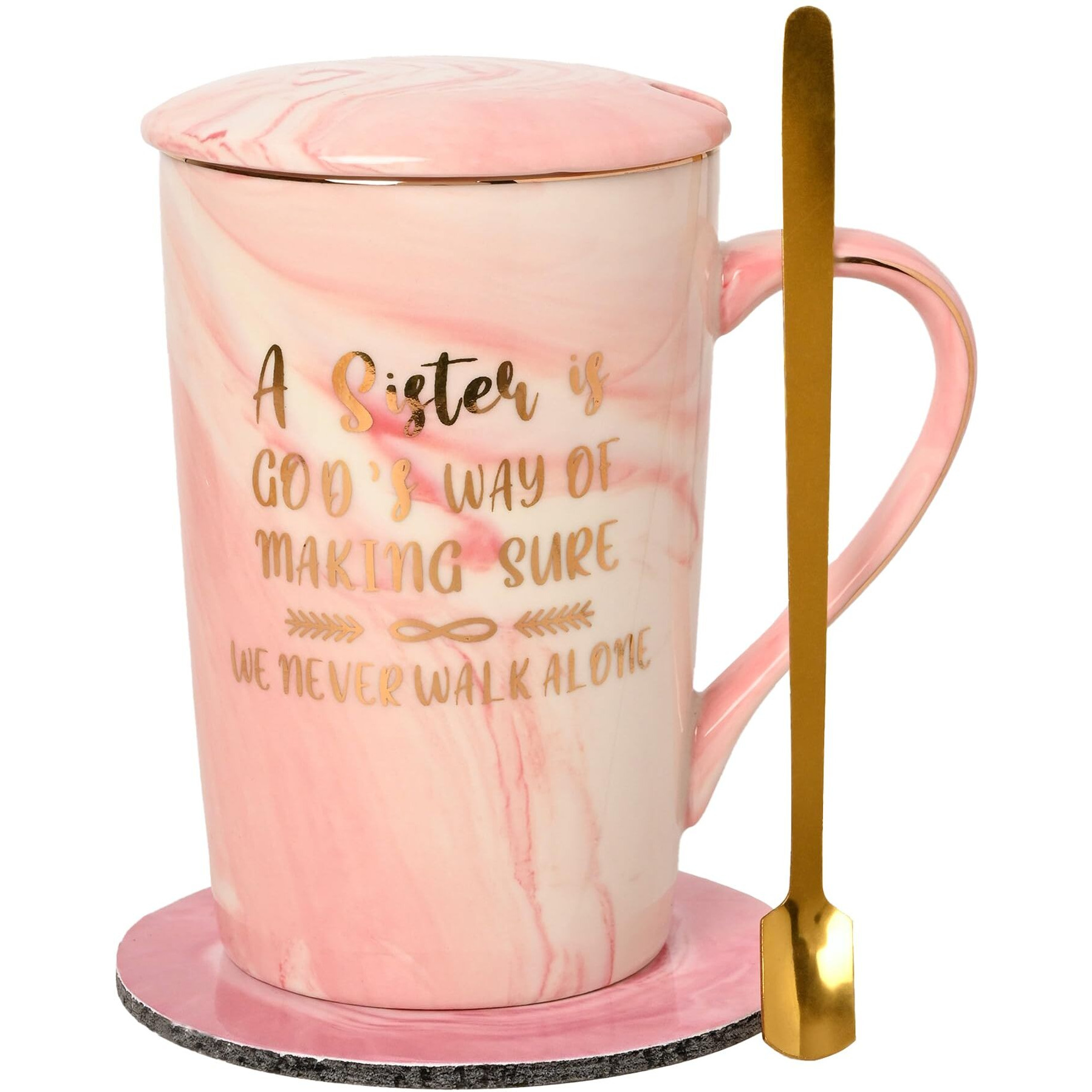 Nyrwana Coffee Mug, Birthday Gift For Sister, Gift For Women Birthday Special, Mugs For Gift, Ceramic Mug, Coffee Mug With Lid, Birthday Gift For Girls, Mug With Spoon & Gift Box (400Ml - Pink)