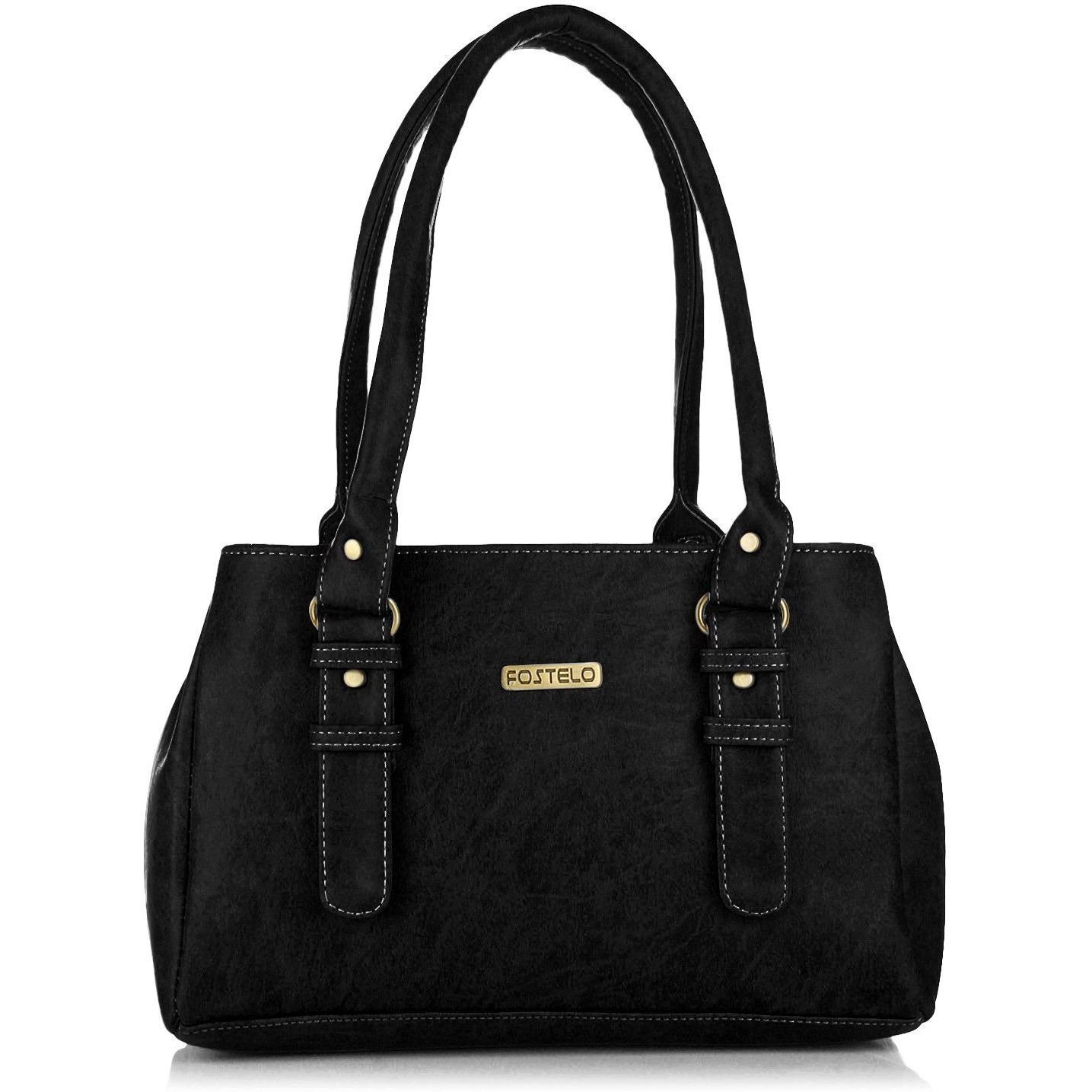 Fostelo Women's Vegan Leather Westside Handbag Shoulder Hobo Bag Ladies Purse (Black) (Large)