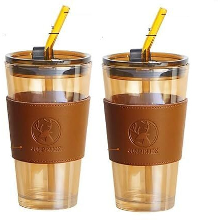 Kikiluxxa Glass Travel Sipper Tumbler Mug With Straw And Lid - 400Ml-Pack Of 1 - Tea And Coffee Fruit Juice Milk Cup With Straw (Berry)