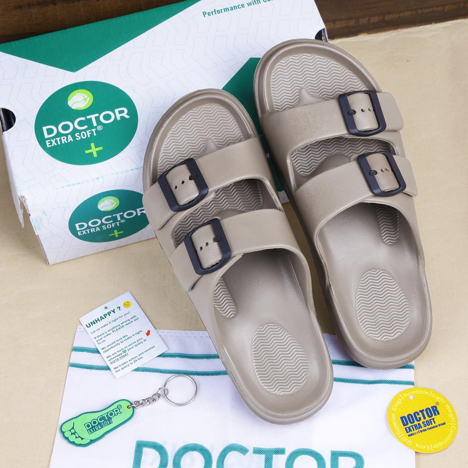 Doctor Extra Soft Men's Classic Cushion Sliders/Slippers With Adjustable Buckle Strap For Adult|Comfortable&Lightweight |Stylish&Anti-Skid| Waterproof&Everyday Flip Flops For Gents/Boys D-505,Coffee