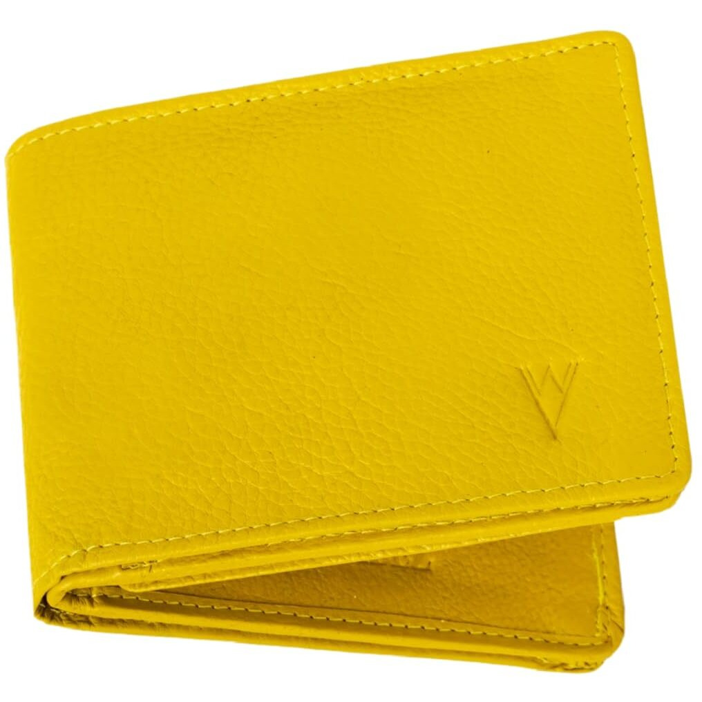 Wildvibez Yellow Leather Wallet For Men | Rfid Blocking Mens Wallet | Ultra Strong Stitching | 8 Card Slots I 2 Currency Holders I Wallets Men Leather | 6 Months Warranty