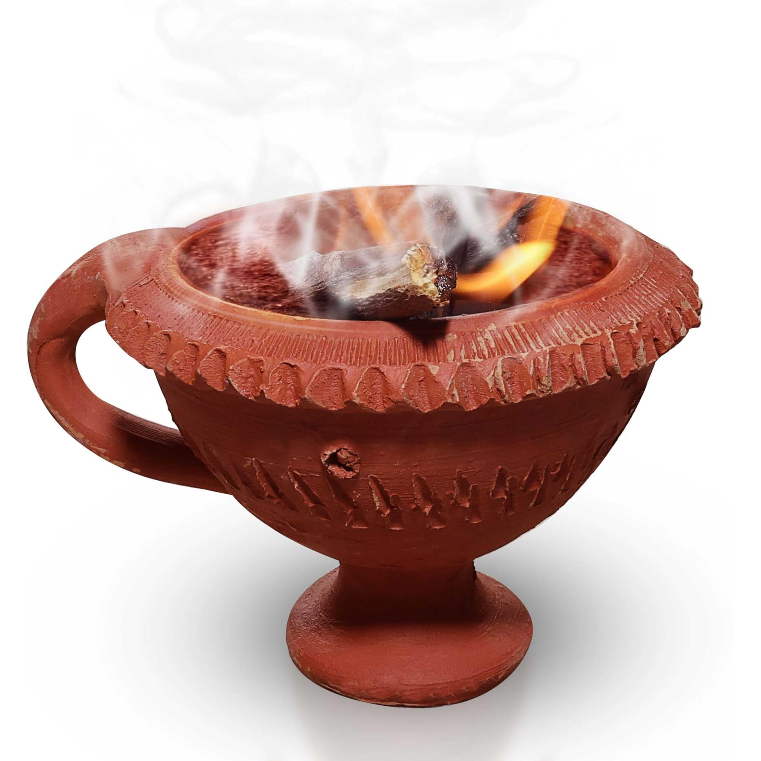 Pure Source India Natural Clay Desi Handmade Dhoop Loban Dani/Dhuni Burner Holder/Pot Stand For Puja/Hawan/Dhuni (Shop/Office/Room/Gardan Etc.) (5 Inch Size 100% Pure Mitti)