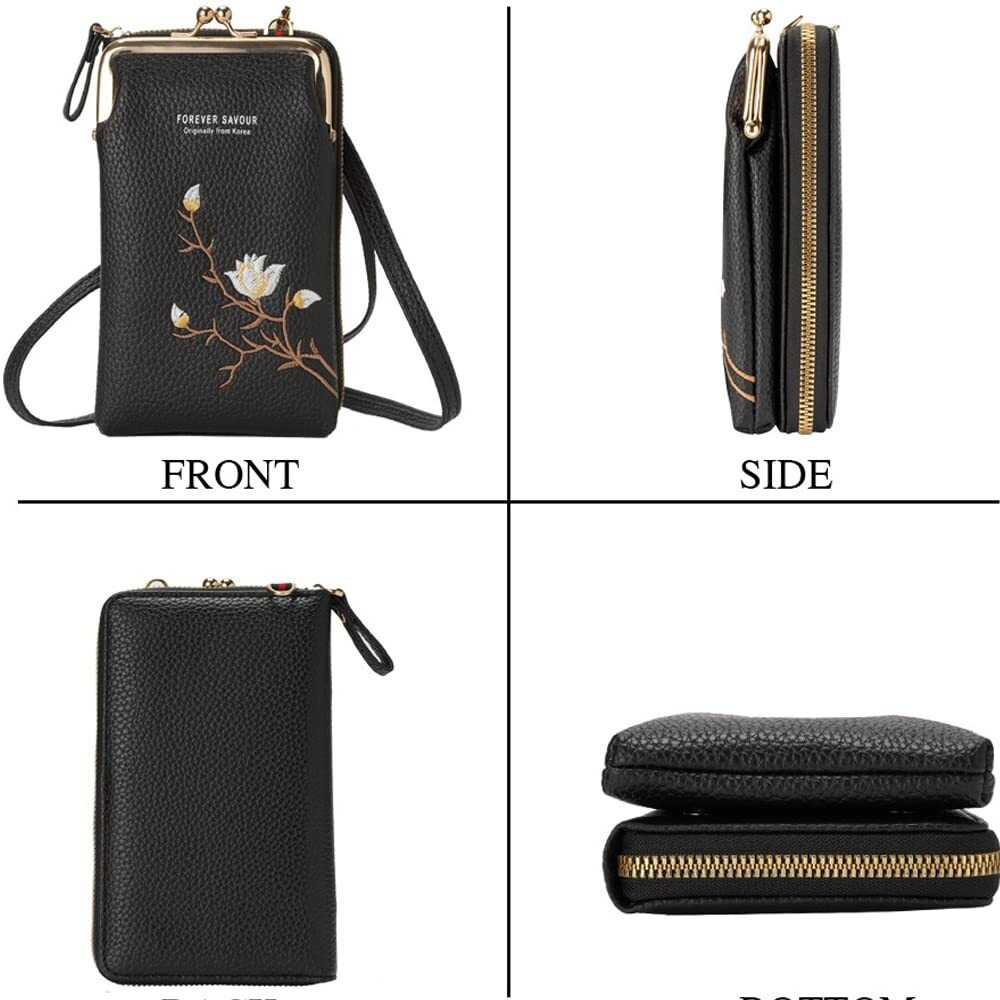 Inovera (Label) Faux Leather Sling Bag For Women - Small Cross-Body Bags For Mobile, Cell Phone, Cash & Card - Girls Hand Purse Pouch (Black)